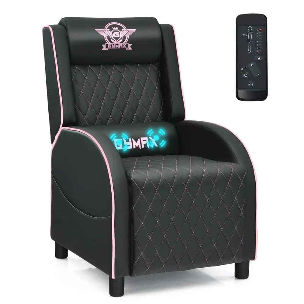Poltrona Reclinabile da Gaming con Massaggio, Stile Racing Ergonomico, Divano Singolo con Poggiatesta, Schienale e Poggiapiedi Regolabili, per Home Theater