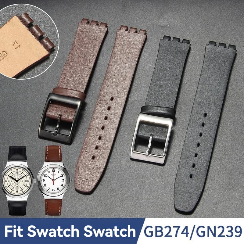 Leather Watch Strap for Swatch SYXS106 SYXS115 SYXS116 Ultra-thin Cowhide Bracelet Women 17mm Soft and comfortable Bracelet