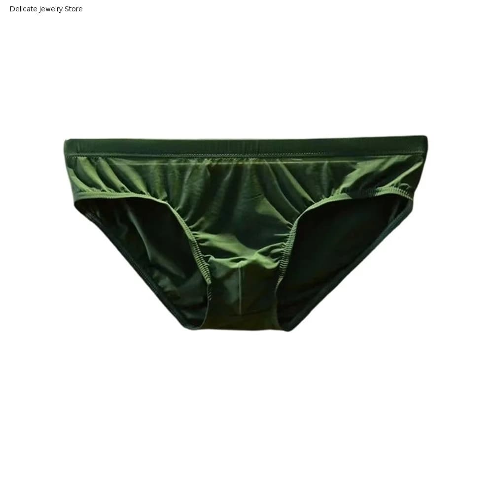 Summer Thin Satin Men's Underwear Low Waist Breathable Ice Silk Briefs Simple Lingerie Triangle Panties Male