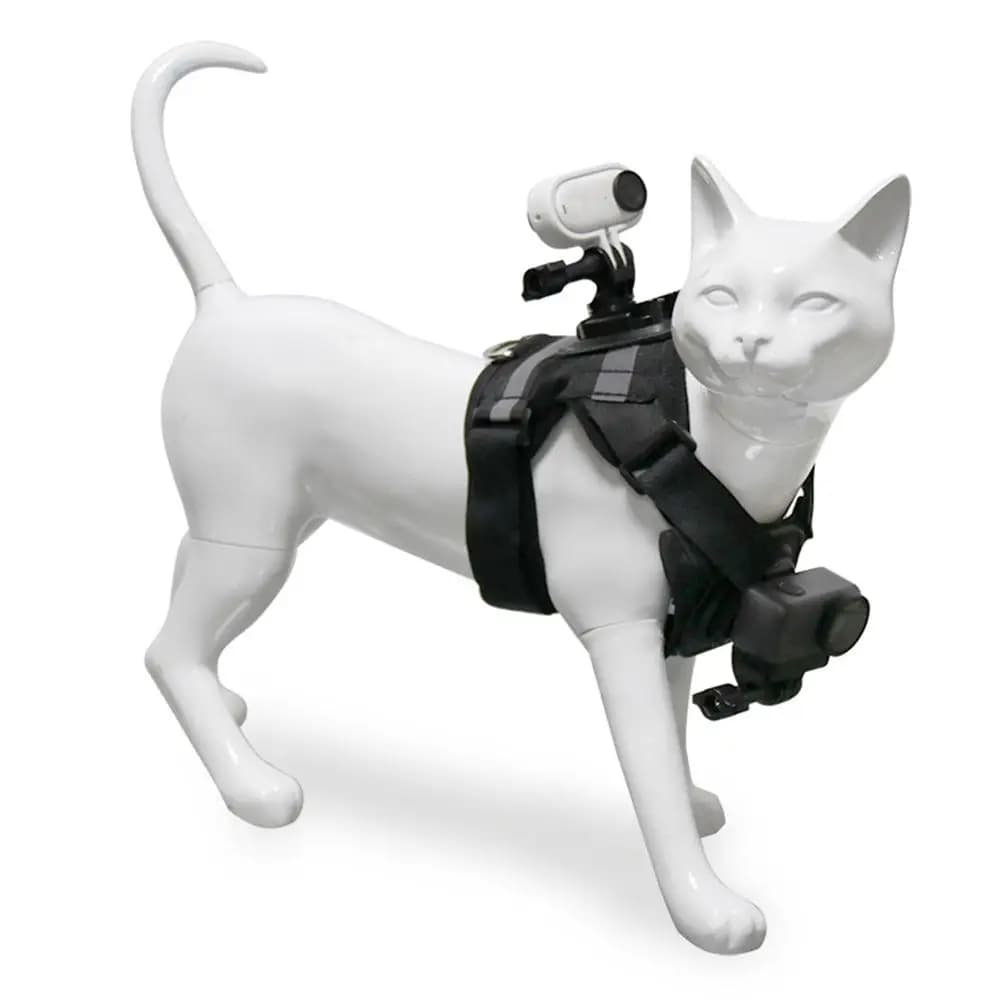 Adjustable Support for Sports Camera to Double Camera for Dogs and Cats, Pet Friendly Pettoral Slinging, Action Camera Support