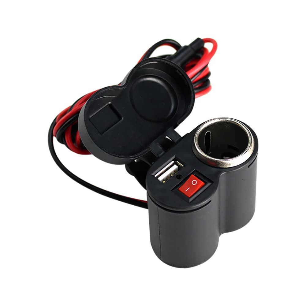 USB charger for 12V motorcycle handlebar Waterproof cigarette lighter socket with cell phone tablet