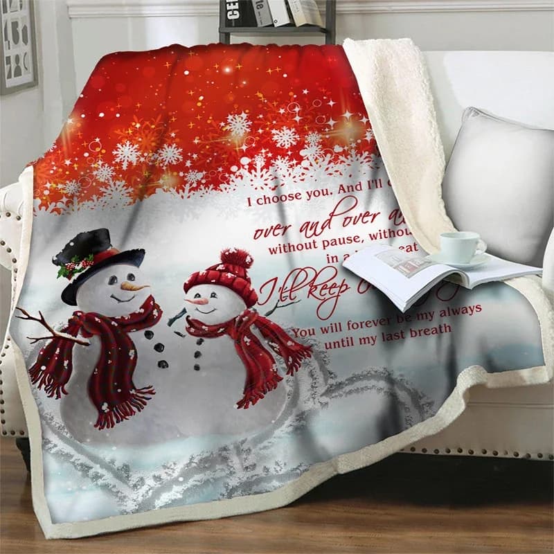 Nordic Cute Pupazzo di neve Stampa 3D Coperta di flanella Buon Natale Regali di Capodanno Coperte di moda per letti Divano Trapunte