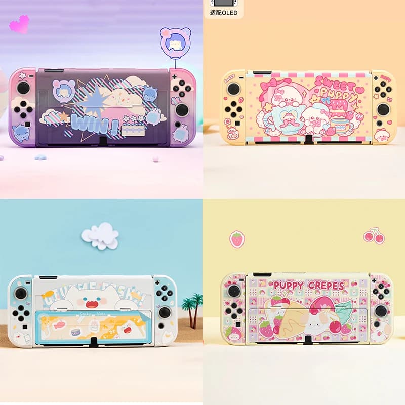 Custodia protettiva per cartoni animati Kawaii per Nintendo Switch Custodia rigida agganciabile per console di gioco OLED per supporto per custodia Switch Oled