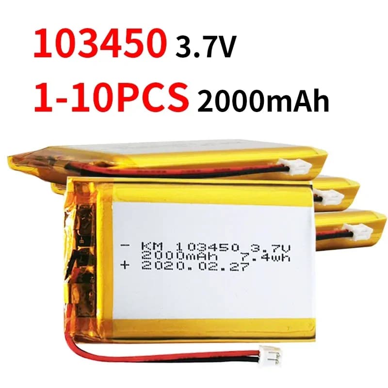 2000 mAh 3,7 V 103450 Batteria Lipo Li-Po ai polimeri di litio per GPS MP3 MP4 Registratore di guida Auricolare Bluetooth Navigatore Power Bank