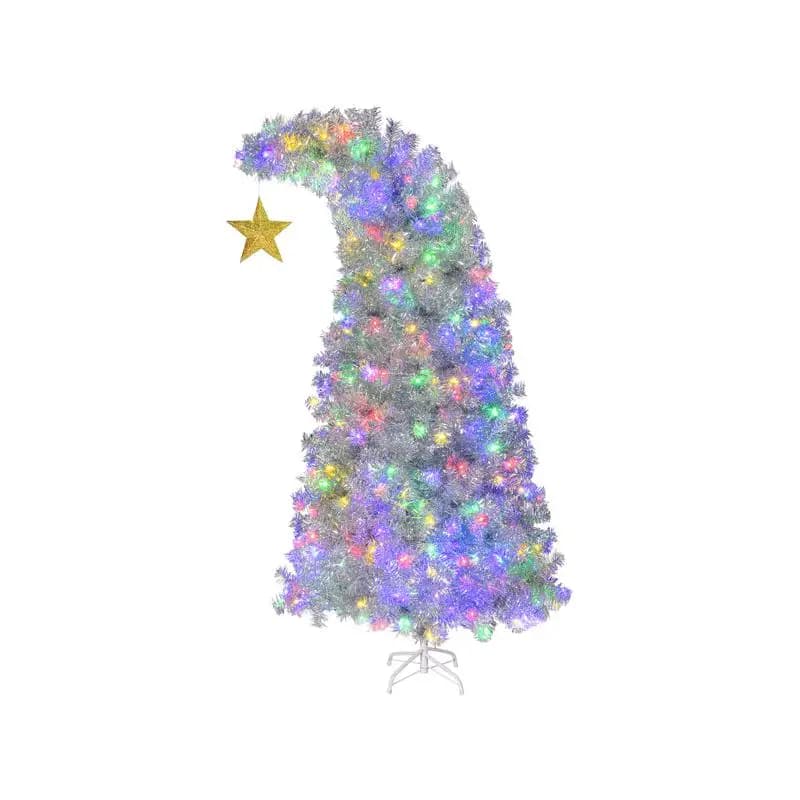 Albero di Natale preilluminato da 6 piedi con stella d'oro, albero natalizio artificiale incernierato, 300 luci, 900 punte di rami, telecomando per la casa,