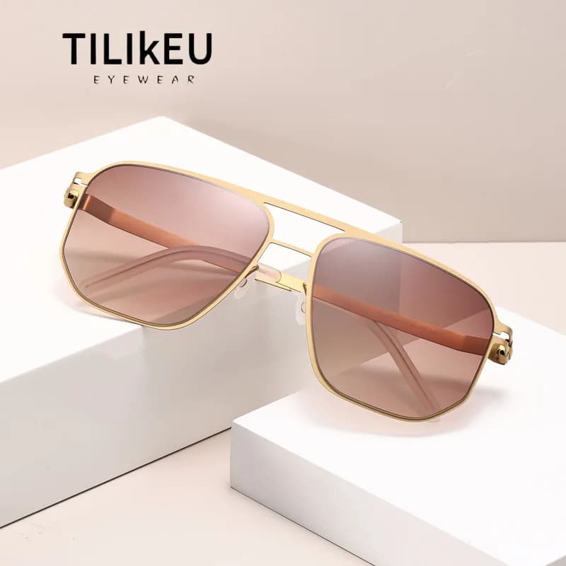 New Classic German Screwless Premium Double Bridge Large Frame Men's Outdoor Fishing Casual UV400 UV Protective Sunglasses