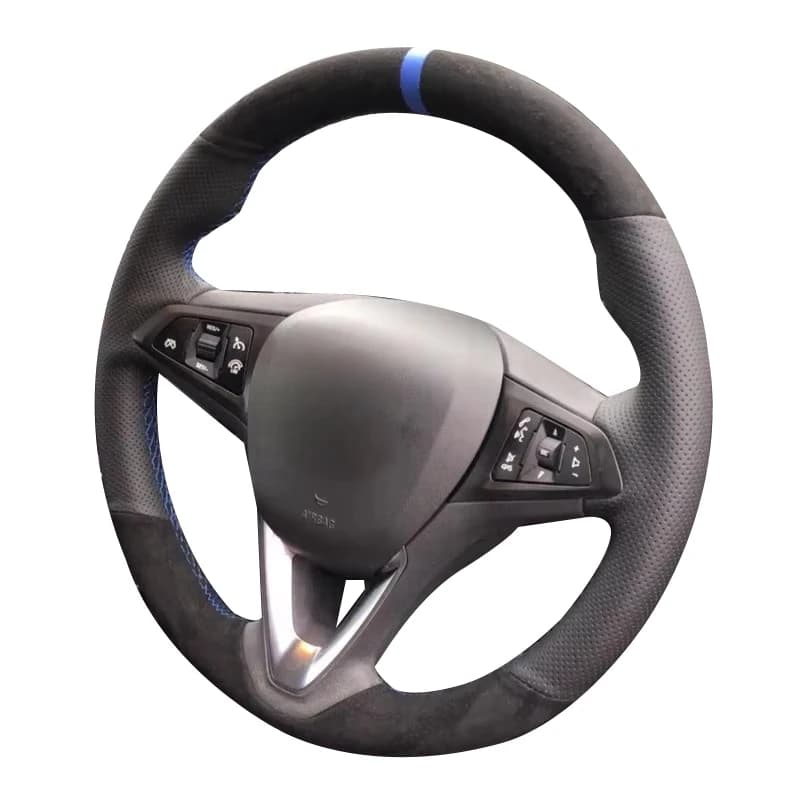 Black suede car cover for Opel Astra(K) Corsa(E) Crossland X Grandland X Insignia Leather steering wheel wrap