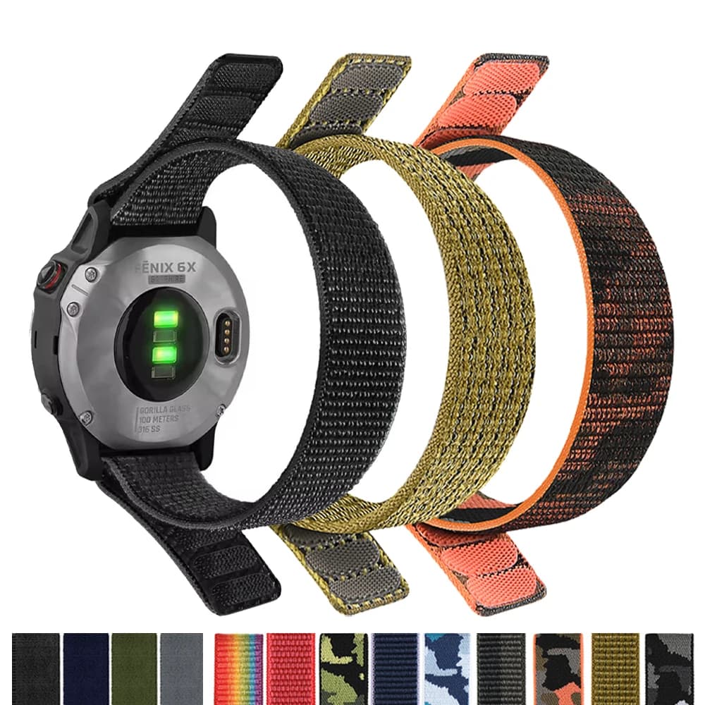 Cinturino in nylon con gancio per Garmin Fenix 8 pro 7X 7 6X 6 5Plus cinturino Forerunner 970 965 945/Quatix 8 7X/MARQ 26/22mm braccialetto