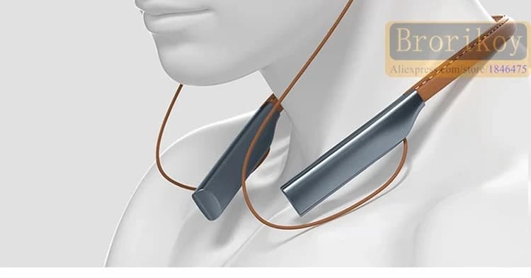 Bluetooth Wireless Leather Headphones with SD Card Holder, Sports Headphones Waterproof for Running, Bluetooth Headphones with Microphone