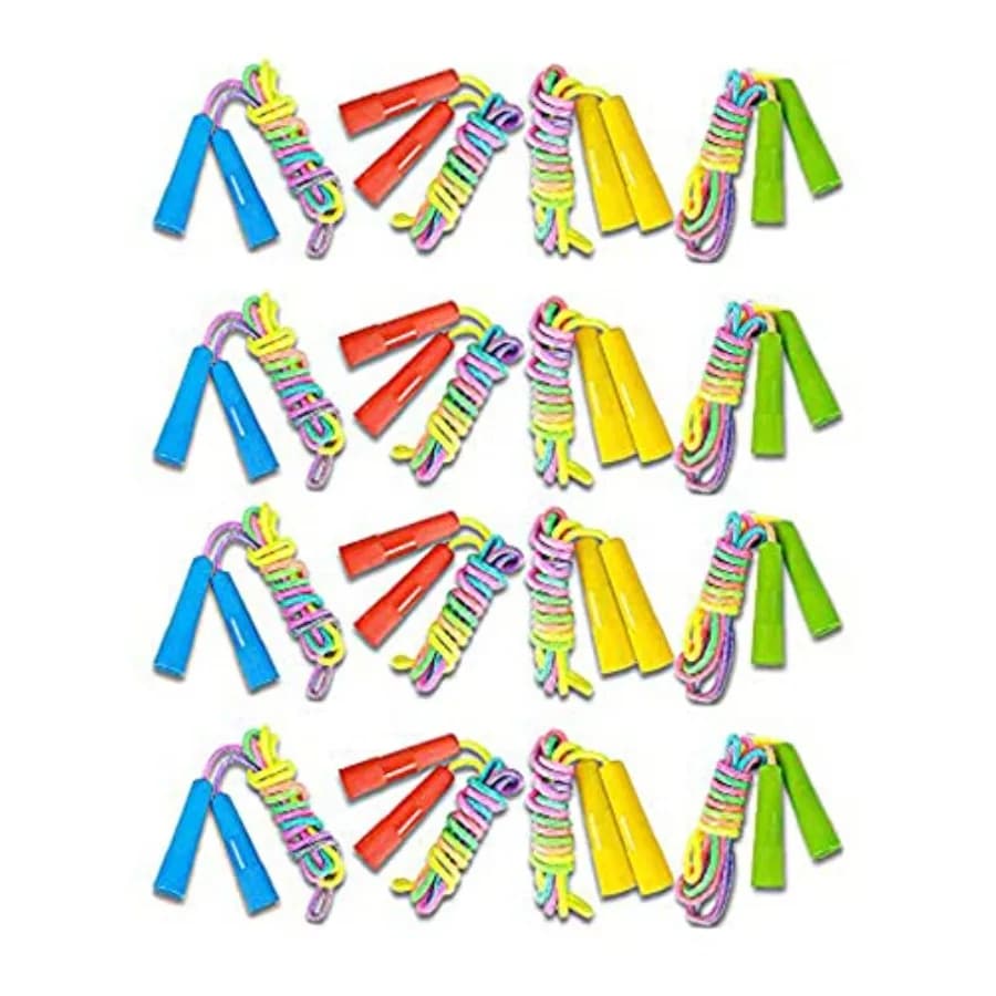 Set di 16 Corde per Saltare Arcobaleno da 2,3 m, Corde Vibranti e Resistenti in Nylon, Ottimi come Regali per Feste di Compleanno o Insieme alle Sacchetti Regalo