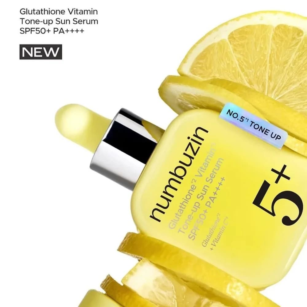 Numbuzin No.5+ Vitamin C Tone‑up Sun Serum 30ml Dual‑use Brightening Sunscreen Serum Hydrating Evens Skin Anti‑Oxidant UV Shield