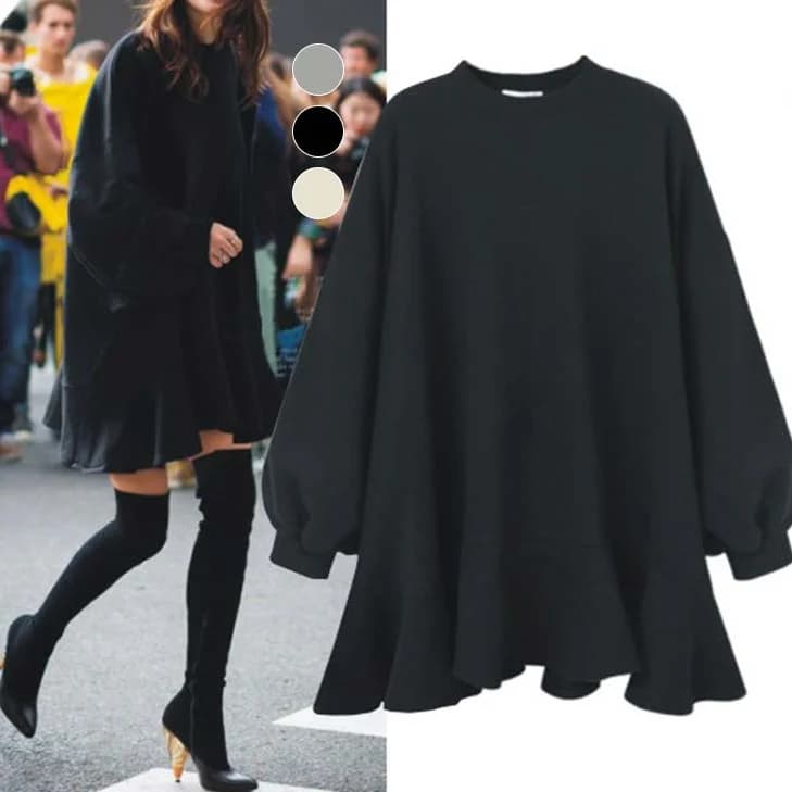 Abito con Cappuccio a Maniche Lunghe da Donna Autunno Inverno, Giacca Casual Taglio Dritto in Fibra di Poliestere 25 Rokkoo, Vestito Taglia Grande