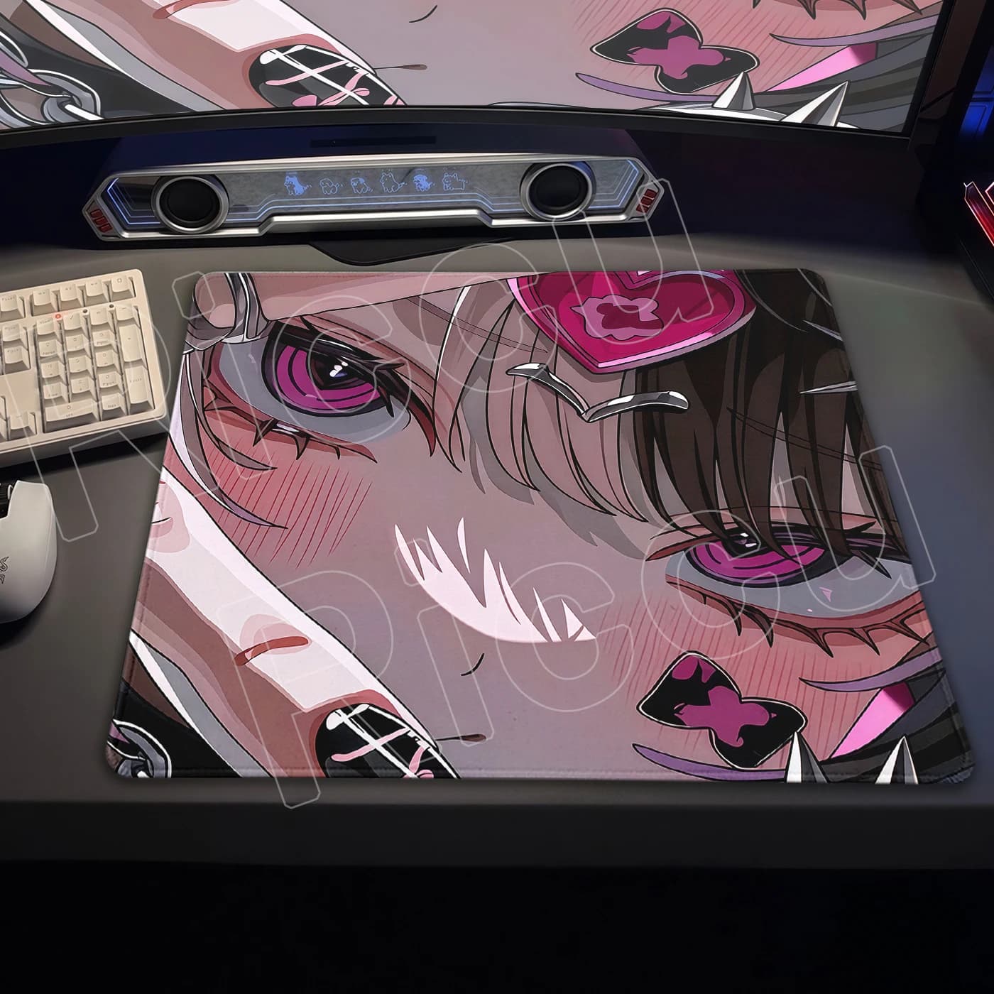 Tappetino per Mouse Anime Punk, Mousepad E-Sports con Ragazze Carine, Piccolo Tappetino in Gomma per Gaming, Accessori da Scrivania per Ufficio