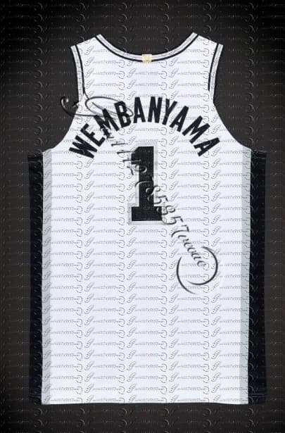 Victor Wembanyama 1 # Maglia da basket San Antonio bianca traspirante senza maniche, edizione ufficiale per tifosi, per uomo adulto