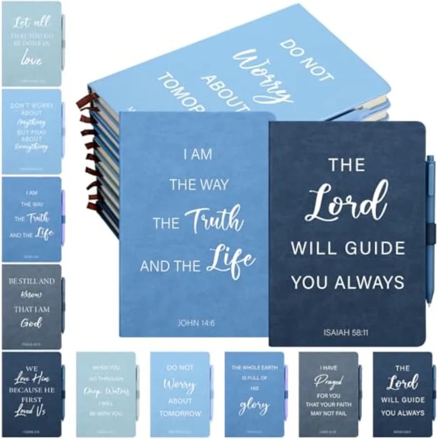 20 Pcs Christian Gifts Bulk for Men 10 Leather Christian Bible Journal Bulk for Men Bible Leather Notebooks 10 Religious Pen In