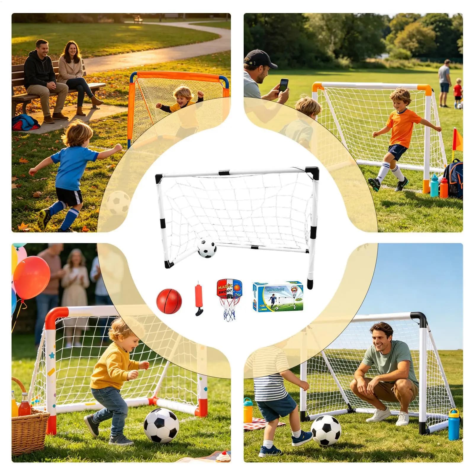 Soccer Goal For Kids Foldable Football Basketball Scoring Toys Backyard Soccer Goal Set For Backyard Lawn Garden Patio Field