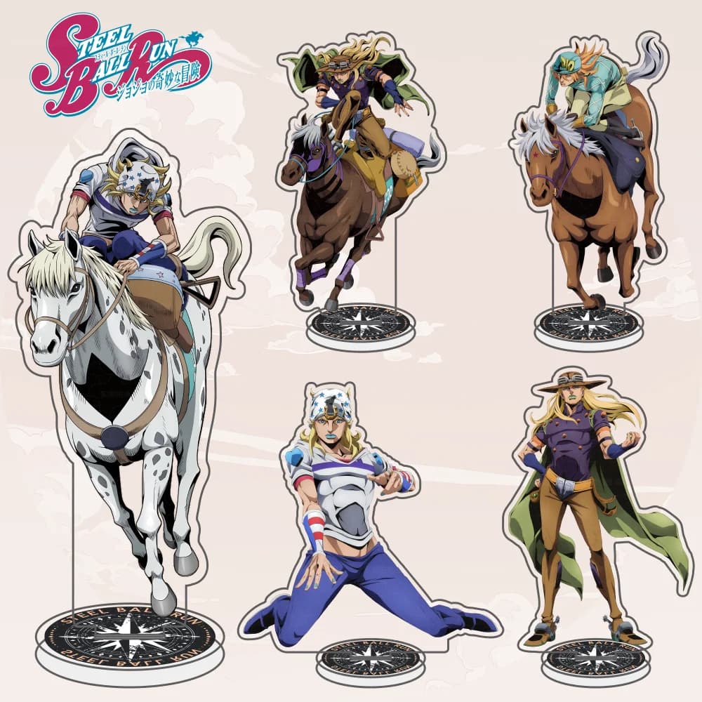 Anime JoJo’s Bizarre Adventure Johnny Joestar Gyro Zeppeli Diego Lucy Acrylic Stand Model Keychain Desk Decor Collection gifts