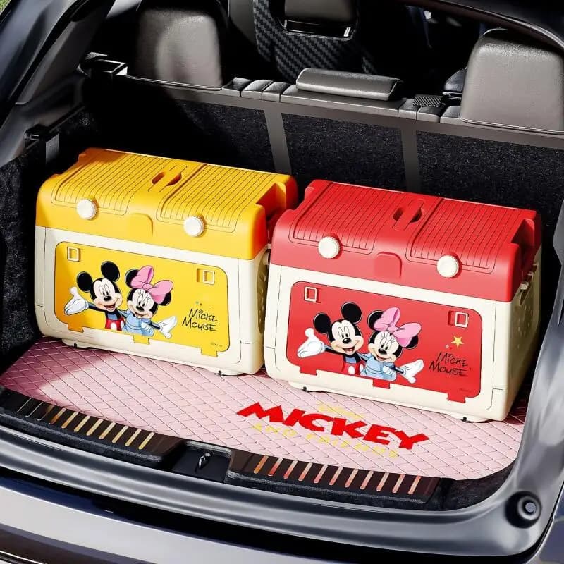Disney Genuine Authorized Outdoor Camping Storage Box Mickey and Minnie Car Organizer Car Folding Trunk Large Cute Storage Box