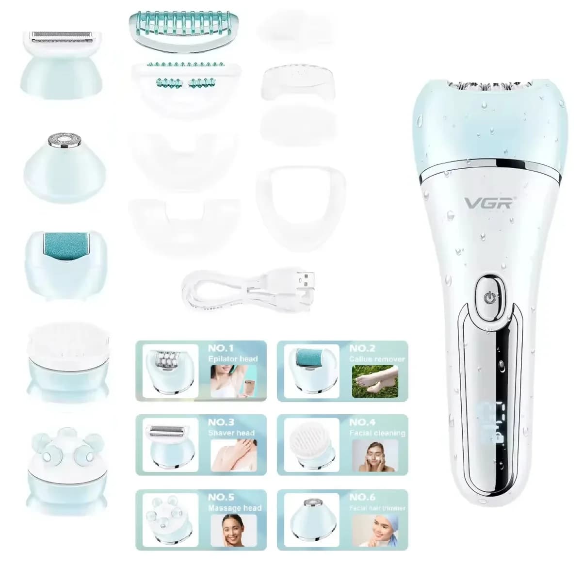 VGR Electric Razor Bikini Haircuts Facial Haircut Lady Callo Body Brush Clean Gamba Depilator for Women