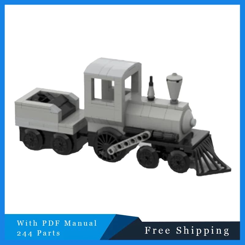 244 Parts Grey Locomotive Model MOC Building Blocks DIY Assemble Bricks Educational Creative Christmas Toys Collection Gifts Set
