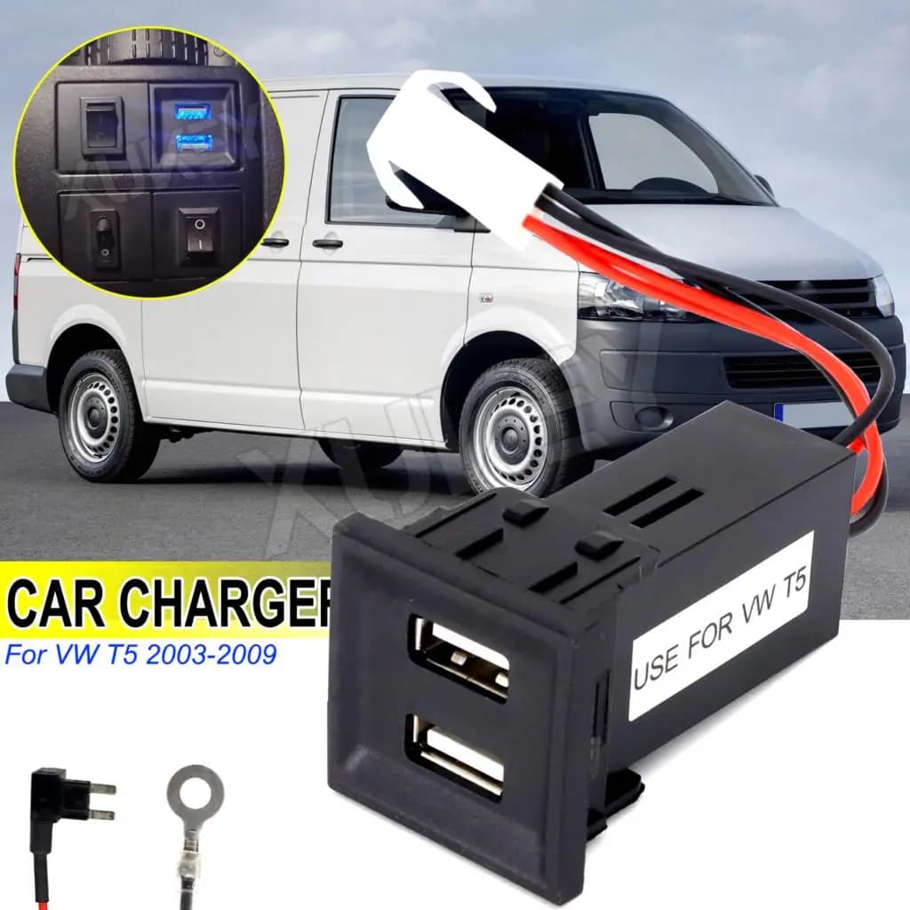 Per VW Transporter T5 03-09 caricabatteria per telefono da Auto adattatore di ricarica per doppia porta USB adattatore di ricarica presa 12V ASR Dash interruttore vuoto