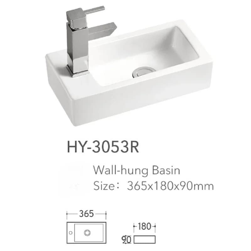 Family Bedroom Balcony Ultra-narrow Ceramic Bathroom Sink Mini Square Wall-mounted Wash Basin