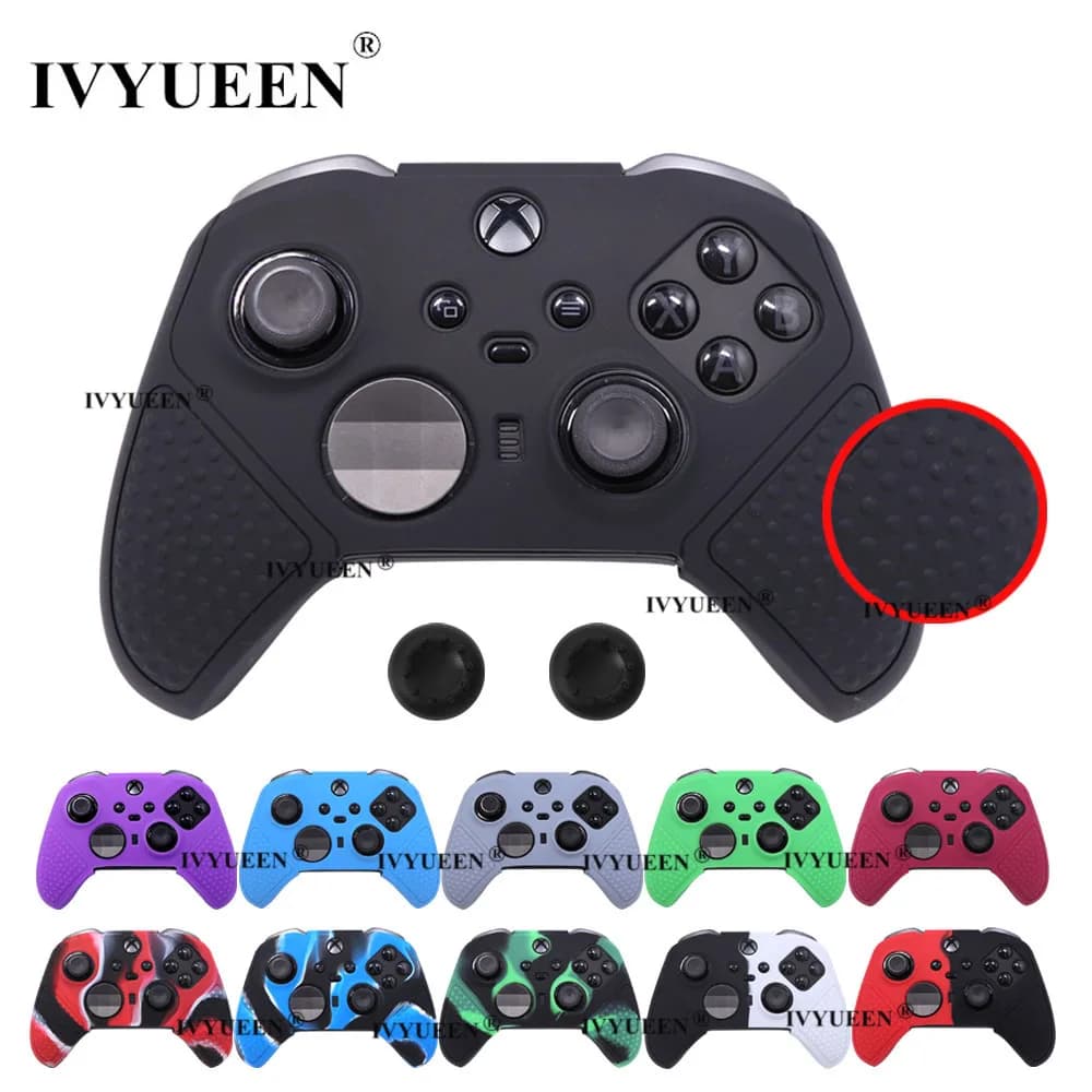 IVYUEEN Custodia morbida in silicone con impugnatura antiscivolo per Xbox One Elite Series 2 / S2 Core Controller wireless con cappucci per impugnatura per pollice