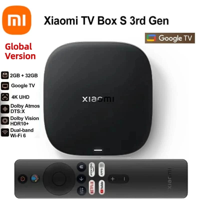 Xiaomi TV Box S 3rd Gen Google TV Smart Android TV Box 4K UHD WIFI 6 32GB ROM Dolby Vision HDR10+ Google Assistant BT5.2