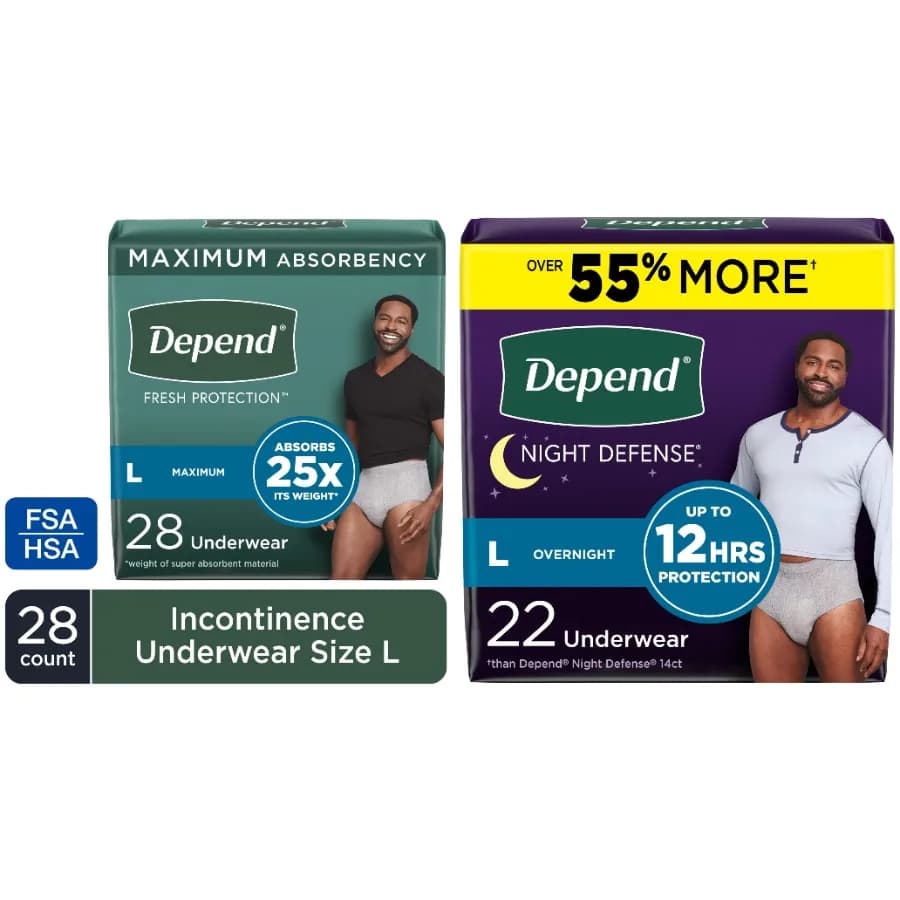 Fresh Protection and Night Defense Incontinence Underwear for Men, Adult Diapers, L