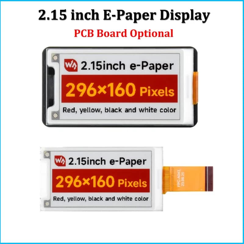 Waveshare Display e-Paper da 2,15 pollici (G) SPI 296x160 Display e-Ink Rosso/Giallo/Nero/Bianco per Arduino/ESP32/Raspberry Pi 5 4 3B
