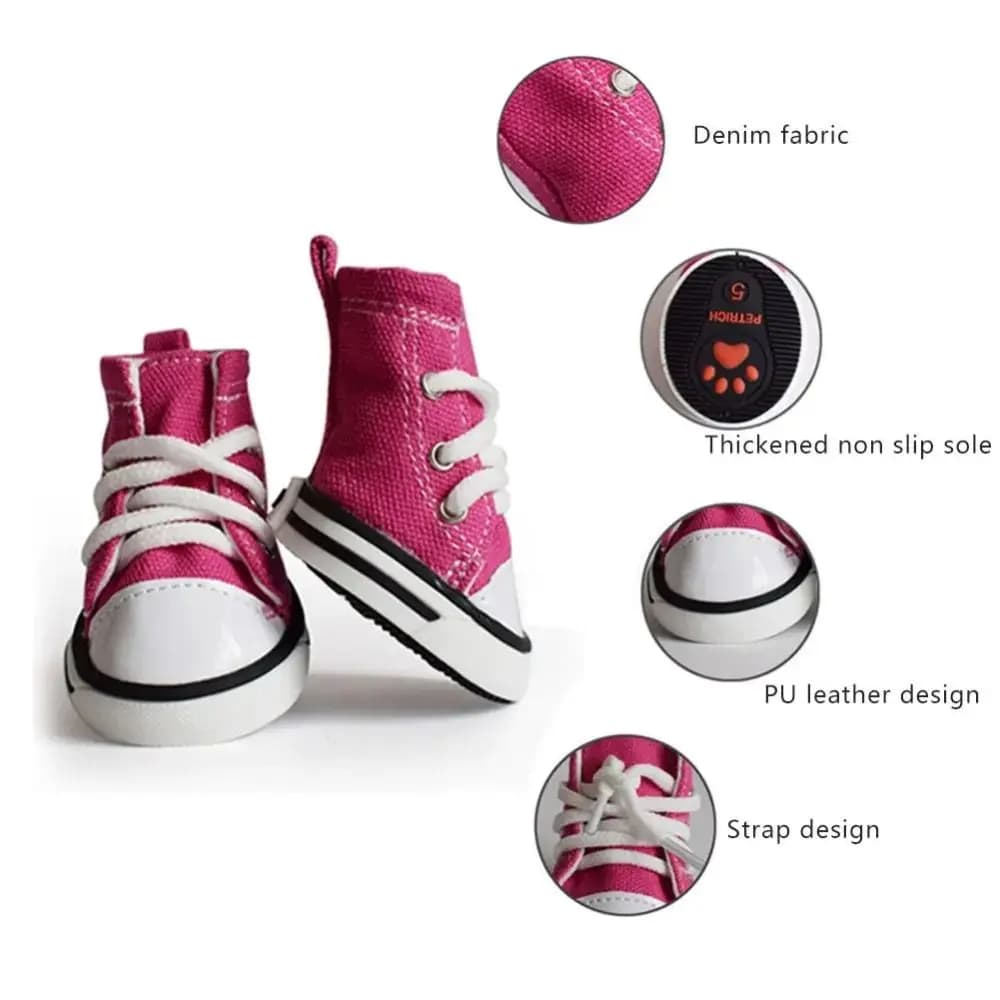 Creative 4PCS/Set Pet Shoes with Adjustable Drawstring Waterproof Puppy Pet Dogs Boots Canvas Breathable Pet Supplies Pets