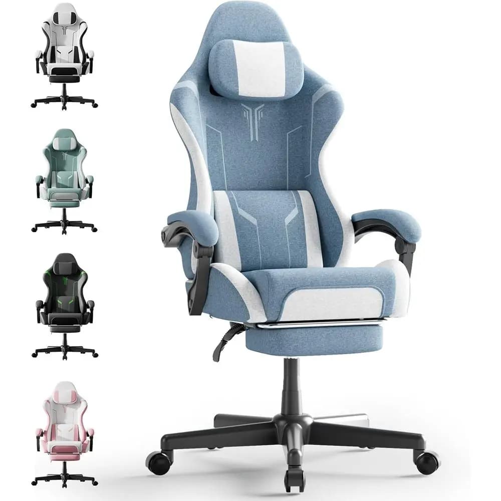 Ergonomic Blue Gaming Chair with Massage Support, High Back Office/Gaming Chair for Adults