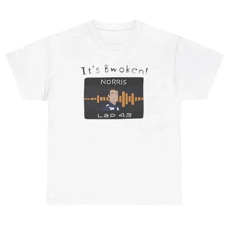 It's Bwoken Norris T Shirt Divertente Racer Meme Ironic Gen Z Umorismo Pop Culture Tee