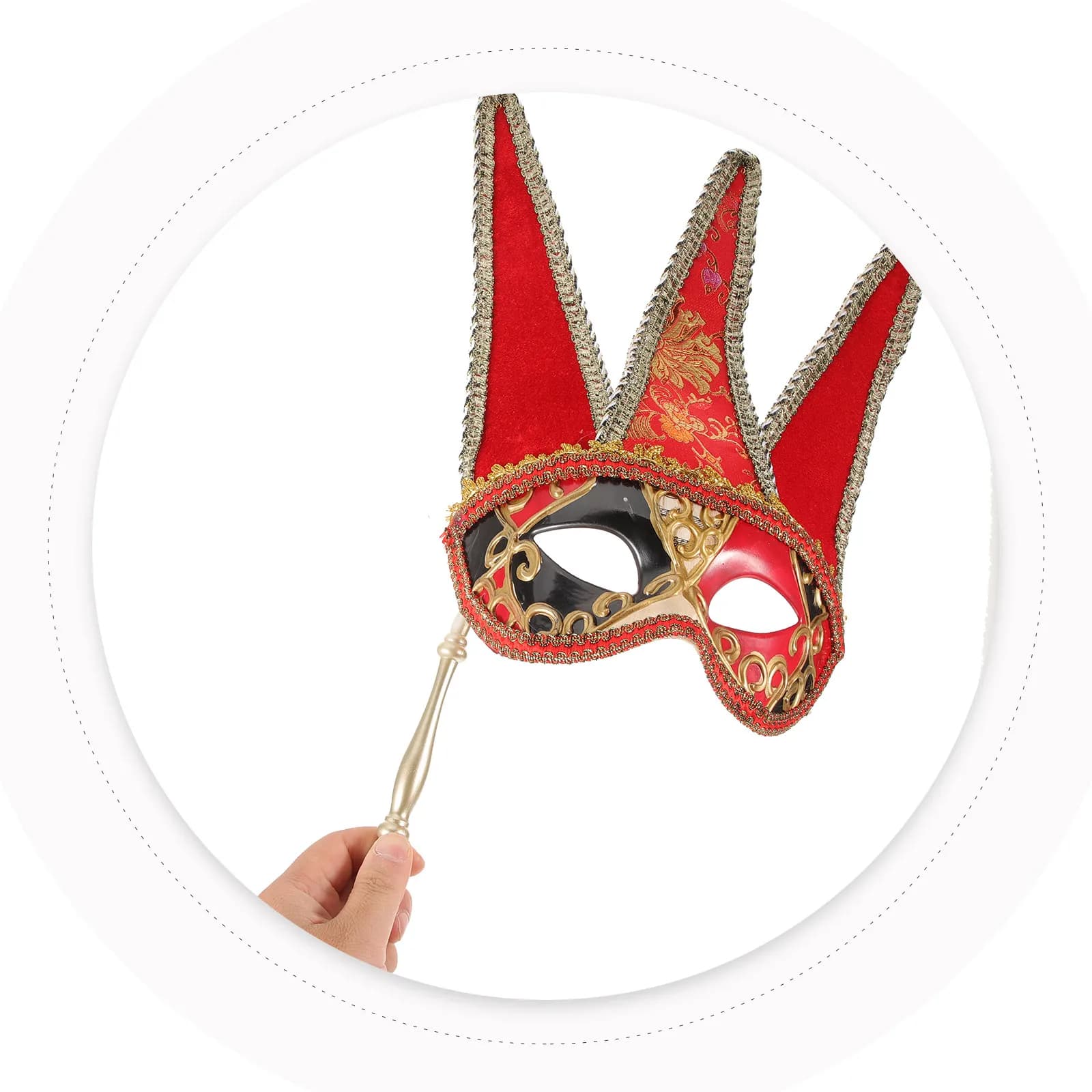 Maschera per travestimenti a mezza faccia in plastica rossa per adulti, uomo e donna, per feste, Halloween, Carnevale, accessorio decorativo alla moda