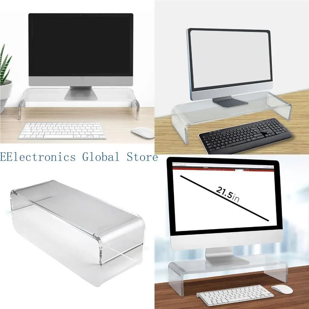462B Mensola per schermo per computer domestico Riser in acrilico trasparente Staffa per supporto per schermo da tavolo per