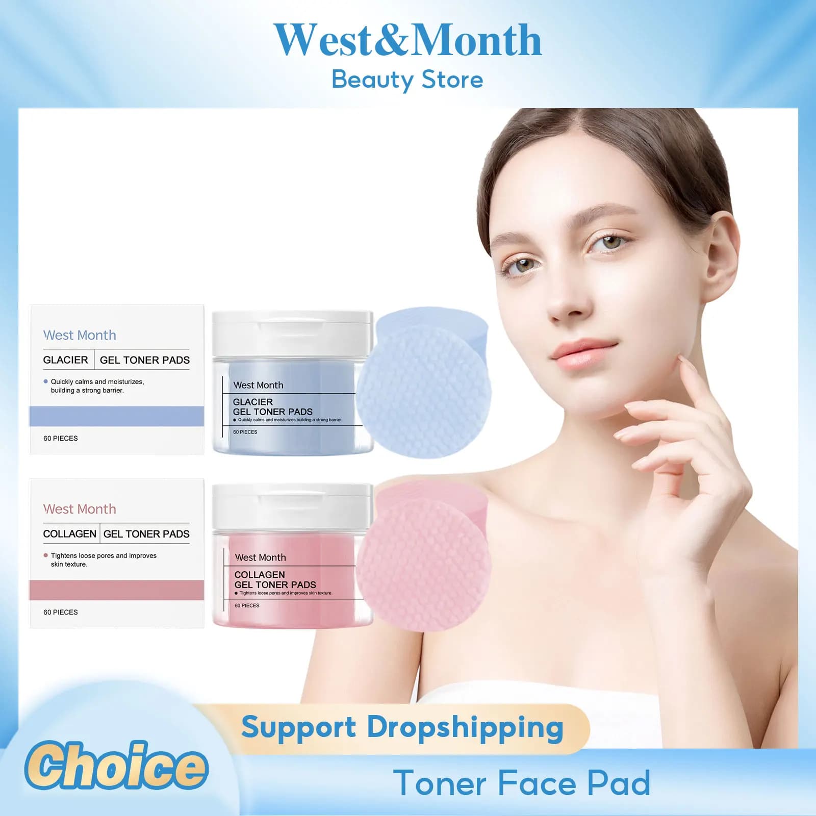 Collagen Tampon Face Tonic Dissolvency Thin Lines Scratching Skin tone Improves sensitive acne Face skin Cotton ice