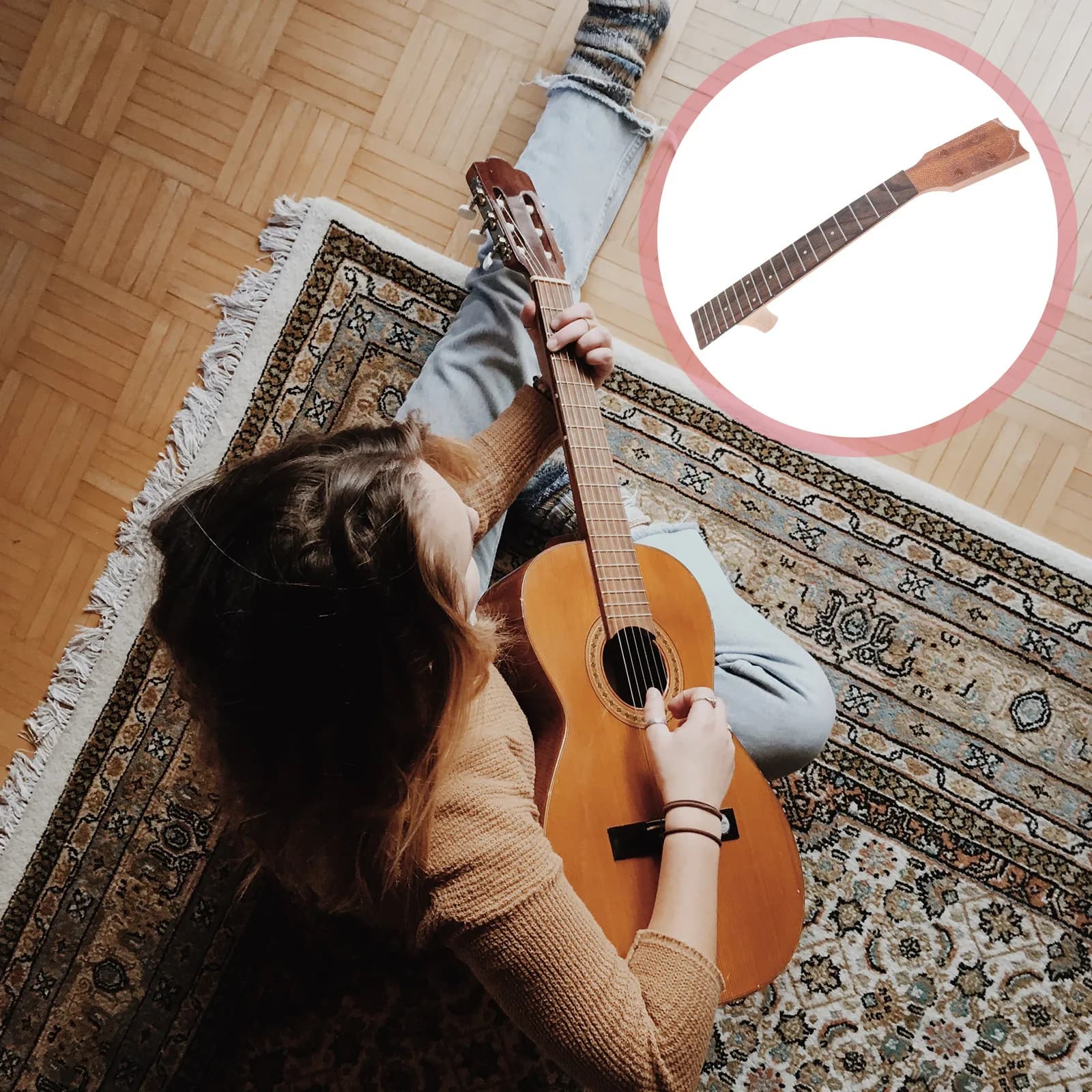 Affidabile set di tastiera e manico per ukulele realizzato in legno massello, resistente ai graffi, con impugnatura comoda, perfetto per riparazioni e aggiornamenti
