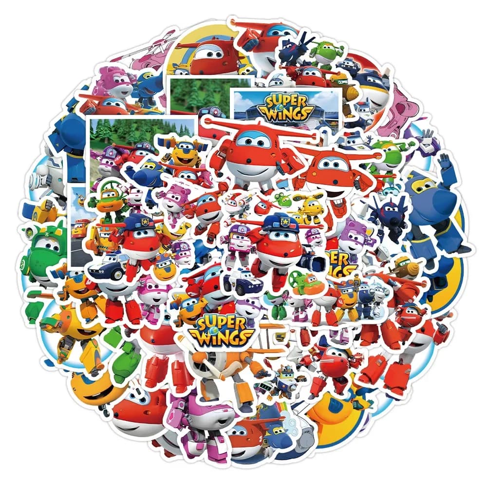 50 pezzi simpatico cartone animato super ali graffiti custodia per telefono da scrivania tazza d'acqua notebook adesivo impermeabile per bambini