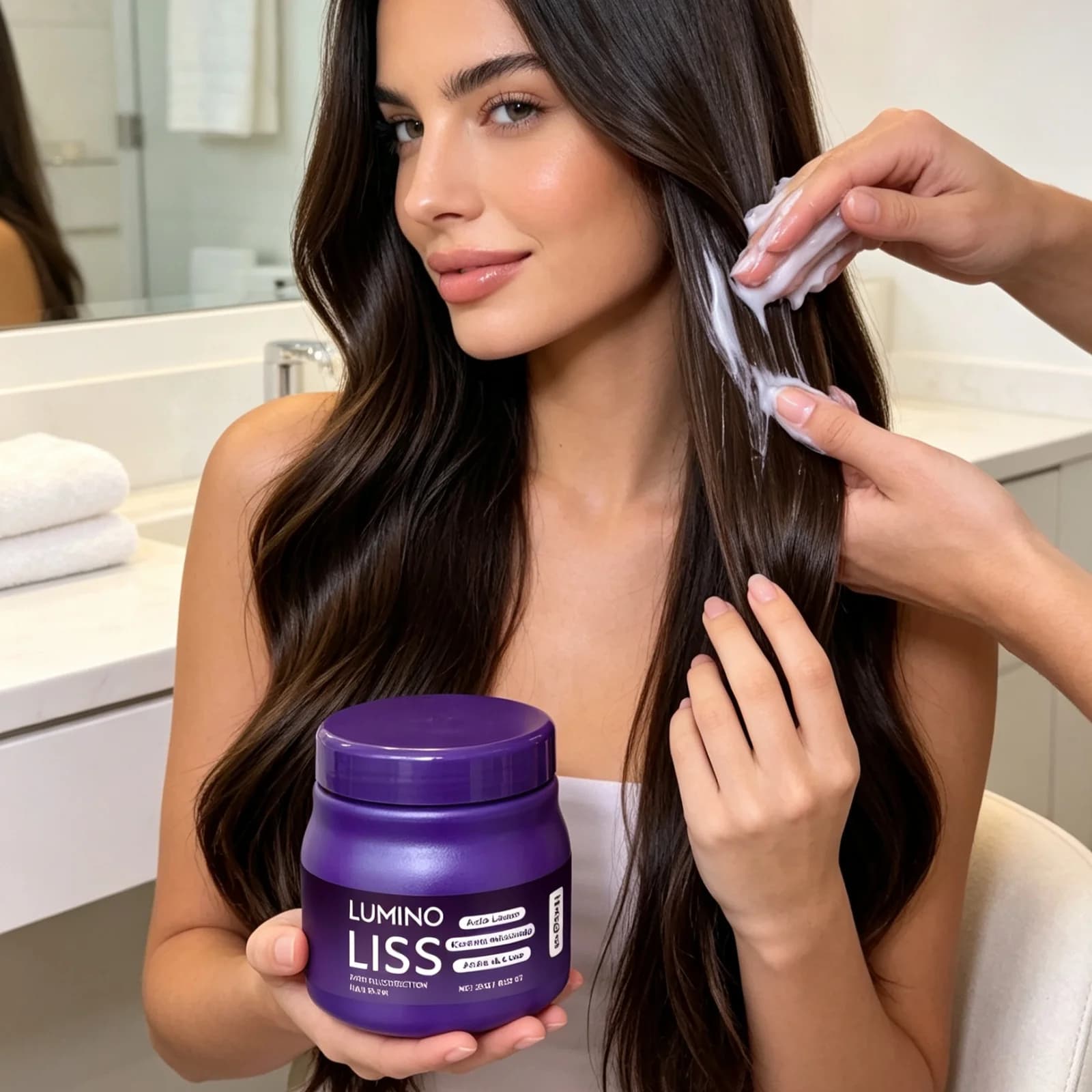 Hoegoa Protein Straightening Cream Anti‑frizz Hair Deep Nourishing Hair Reduce Split Ends Strengthen Soft Smoothing Cream 250g