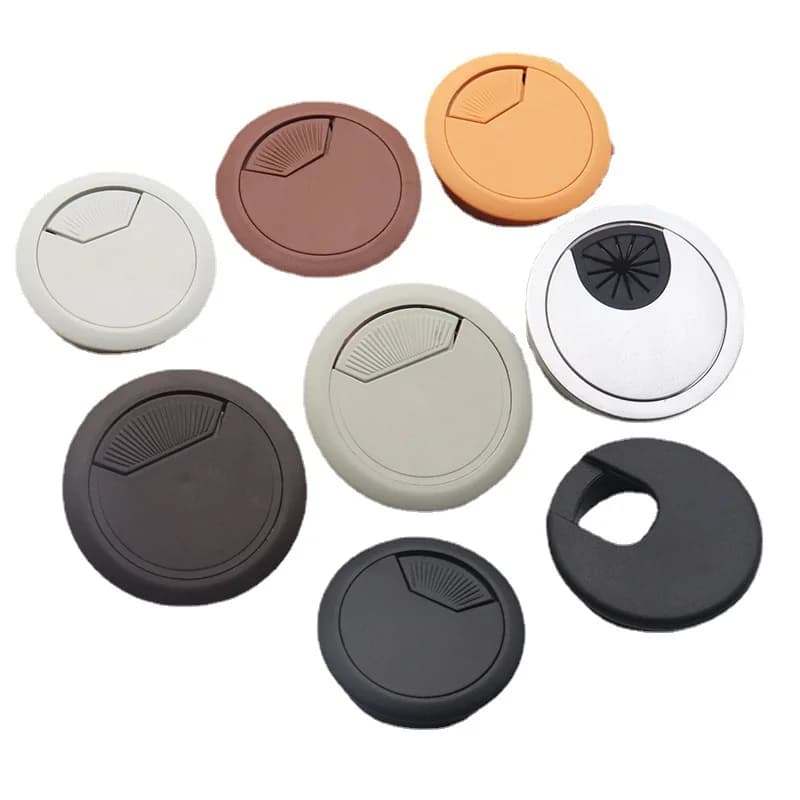 20 pezzi di plastica 35 50 53 60 80MM tavolo da scrivania rotondo cavo da tavolo PC passacavo cavo di filo foro passante copertura organizzatore marrone nero bianco