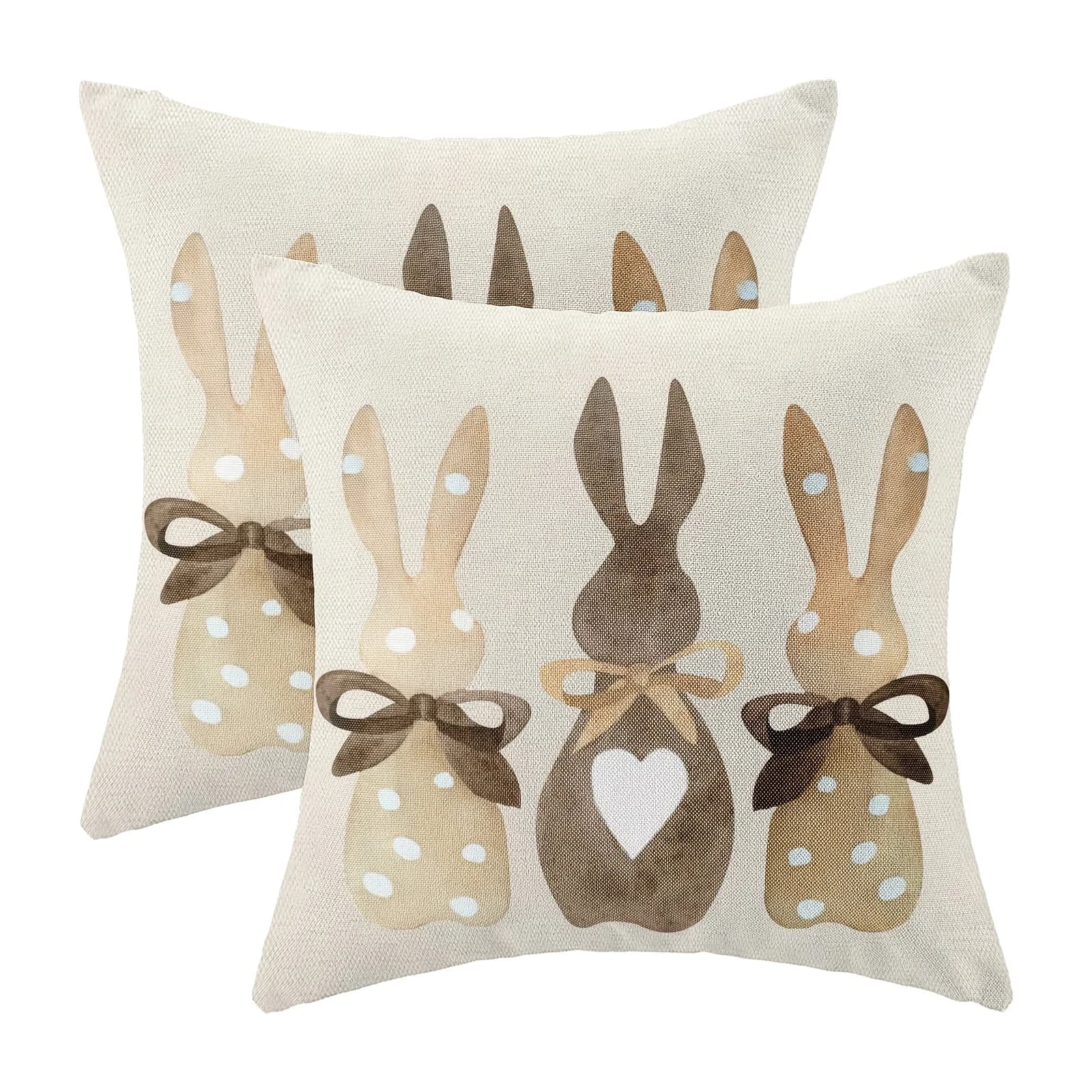 Floral decorative cushions with Easter bunny and eggs, soft and fresh, with green artistic design, for sofa, bedroom, car, home decoration