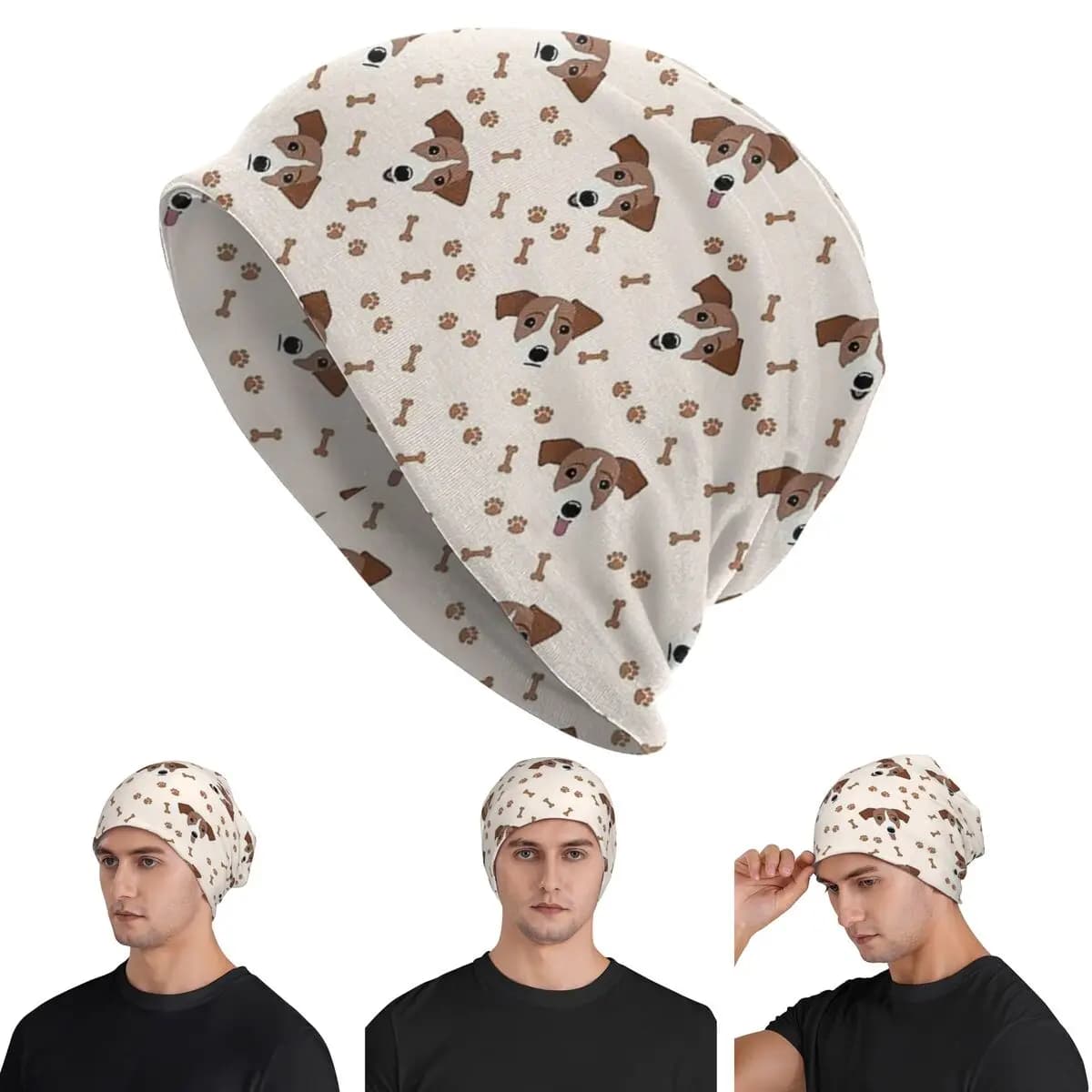 Jack Russell Terrier Cane Con Ossa Skullies Berretti Cappelli Caldo Autunno Inverno Berretto da esterno Berretti a cuffia lavorati a maglia per adulti unisex