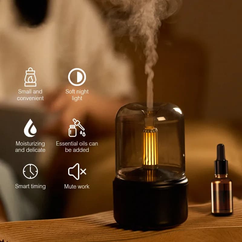 Diffusore di oli essenziali per aromaterapia con fiamma di fuoco a lume di candela per la fragranza della stanza di casa umidificatore ad ultrasuoni diffusore di aromi USB