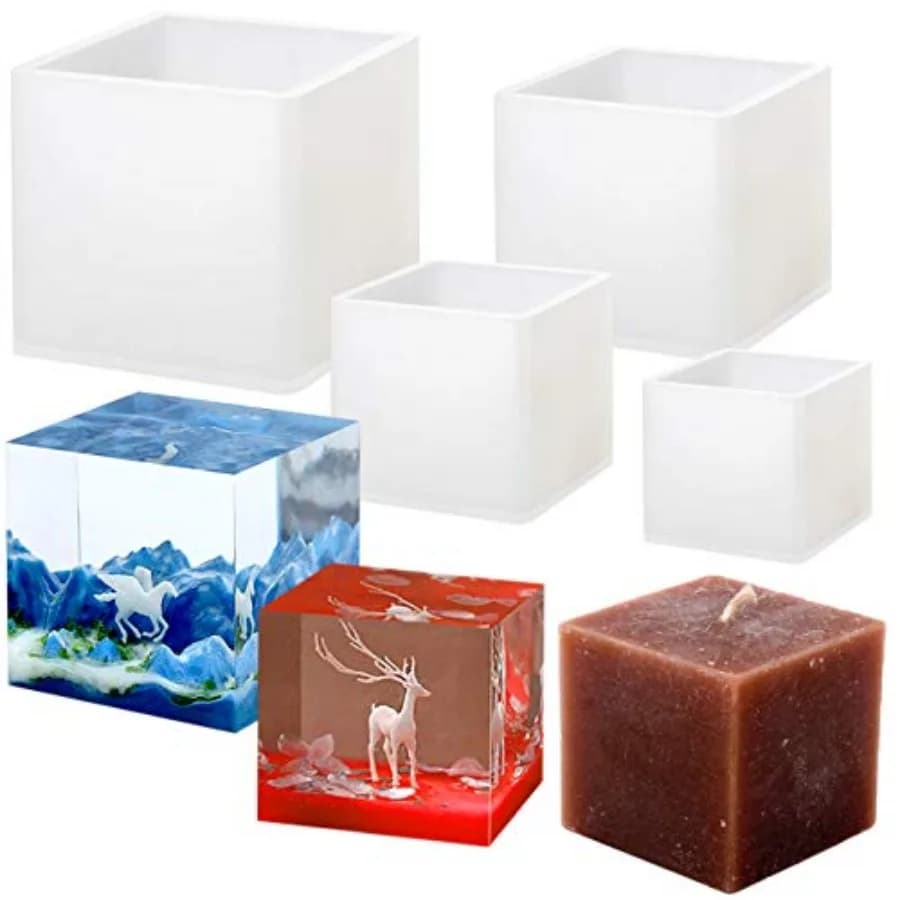 4 Pack Square Resin Molds - 4 Sizes Cube Silicone Casting Molds for DIY Art Resin Candle Soap Making