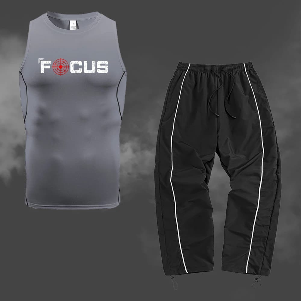 Set di abbigliamento sportivo estivo da uomo, canotta a compressione stampata, pantaloni sportivi larghi, adatti per fitness, basket, allenamento