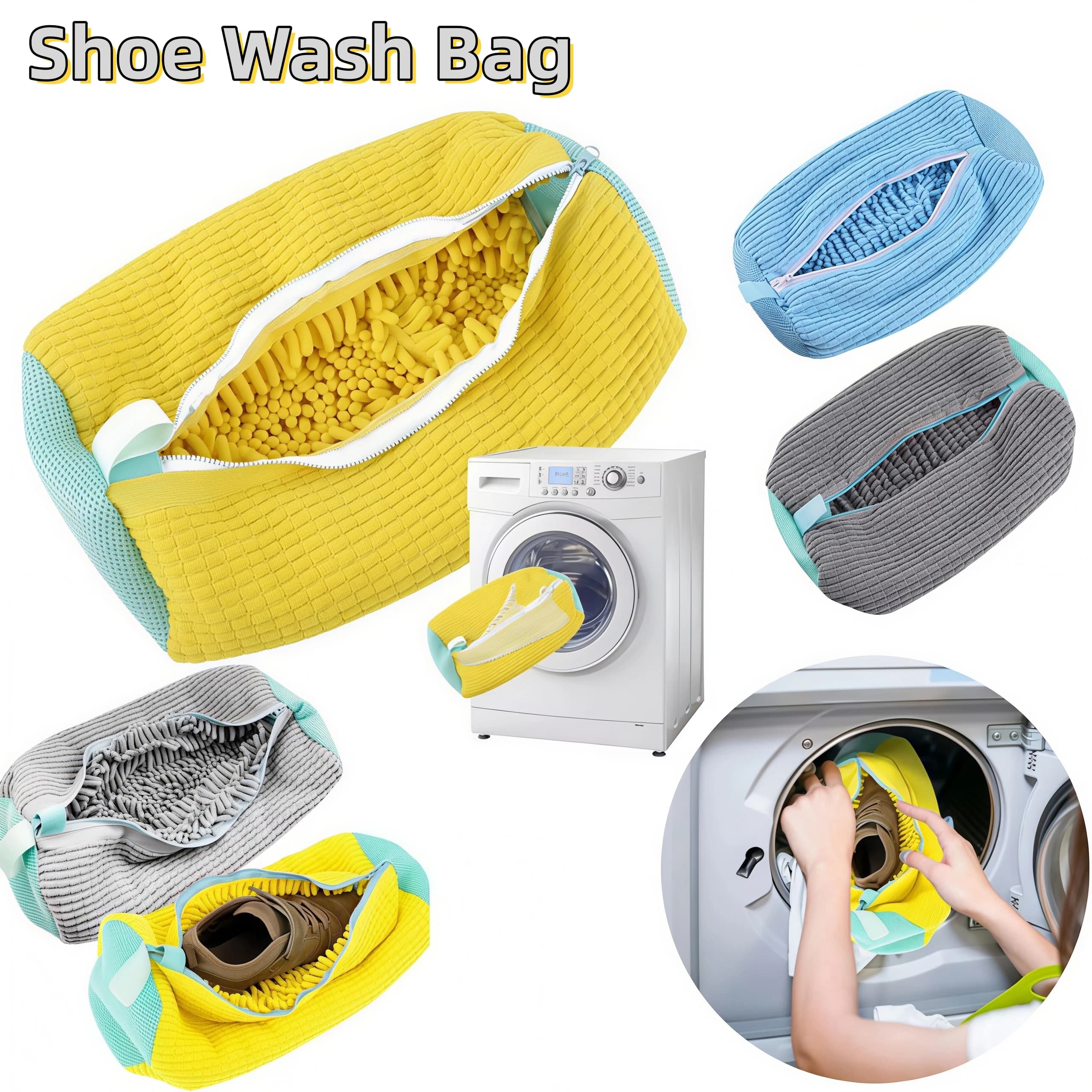 Washing Shoes Bag Cotton Laundry Fluffy Fibers Easily Remove Dirt Washing Bags Anti-Deformation Shoes Clothes Organizer