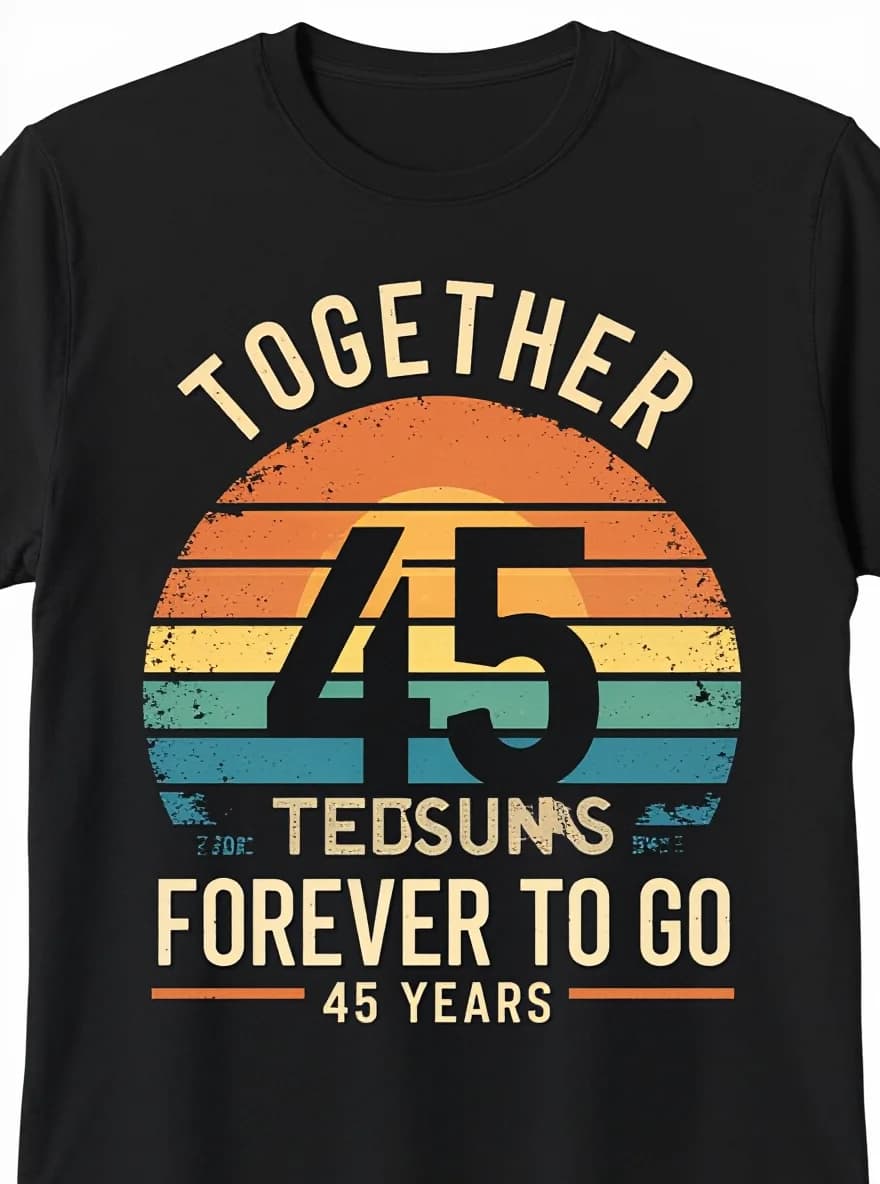 T-shirt per coppia del 45° anniversario - T-shirt casual in cotone 100% con stampa 45 abbinata