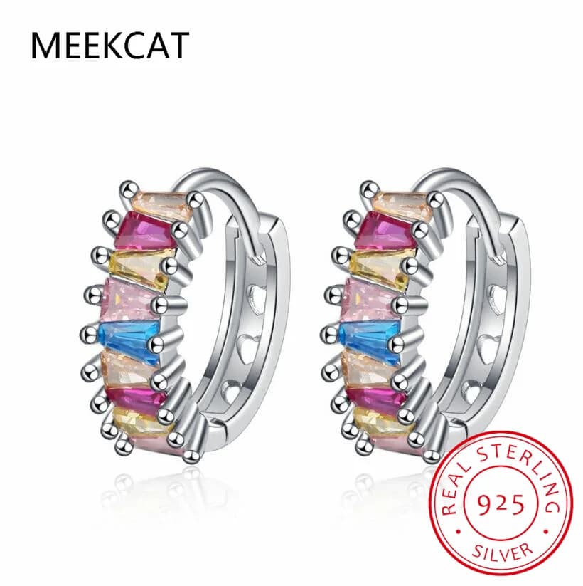 Orecchini a Cerchio in Argento Sterling 925 con Ametista Naturale, Citrino, Peridoto, Topazio Blu e Zaffiro Rosa, Gioielli con Gemme Colorate per Donne