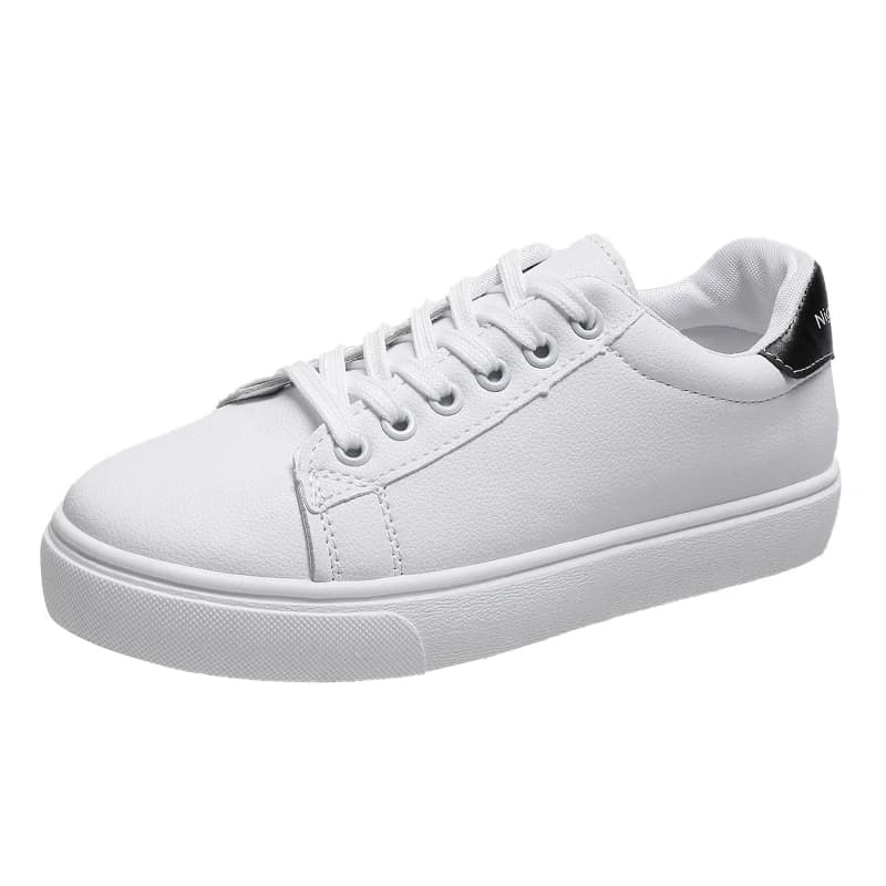 Women's Vulcanized Shoes White PU Leather Shoes with New Fashion Platform Casual Shoes Solid Color Sneakers Classic Women's Zapatos
