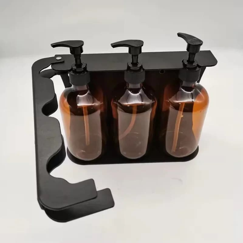 Shampoo per doccia con serratura per collo in acciaio inossidabile per hotel Dispenser di sapone per 3 stanze Supporto per montaggio a parete Portabottiglie